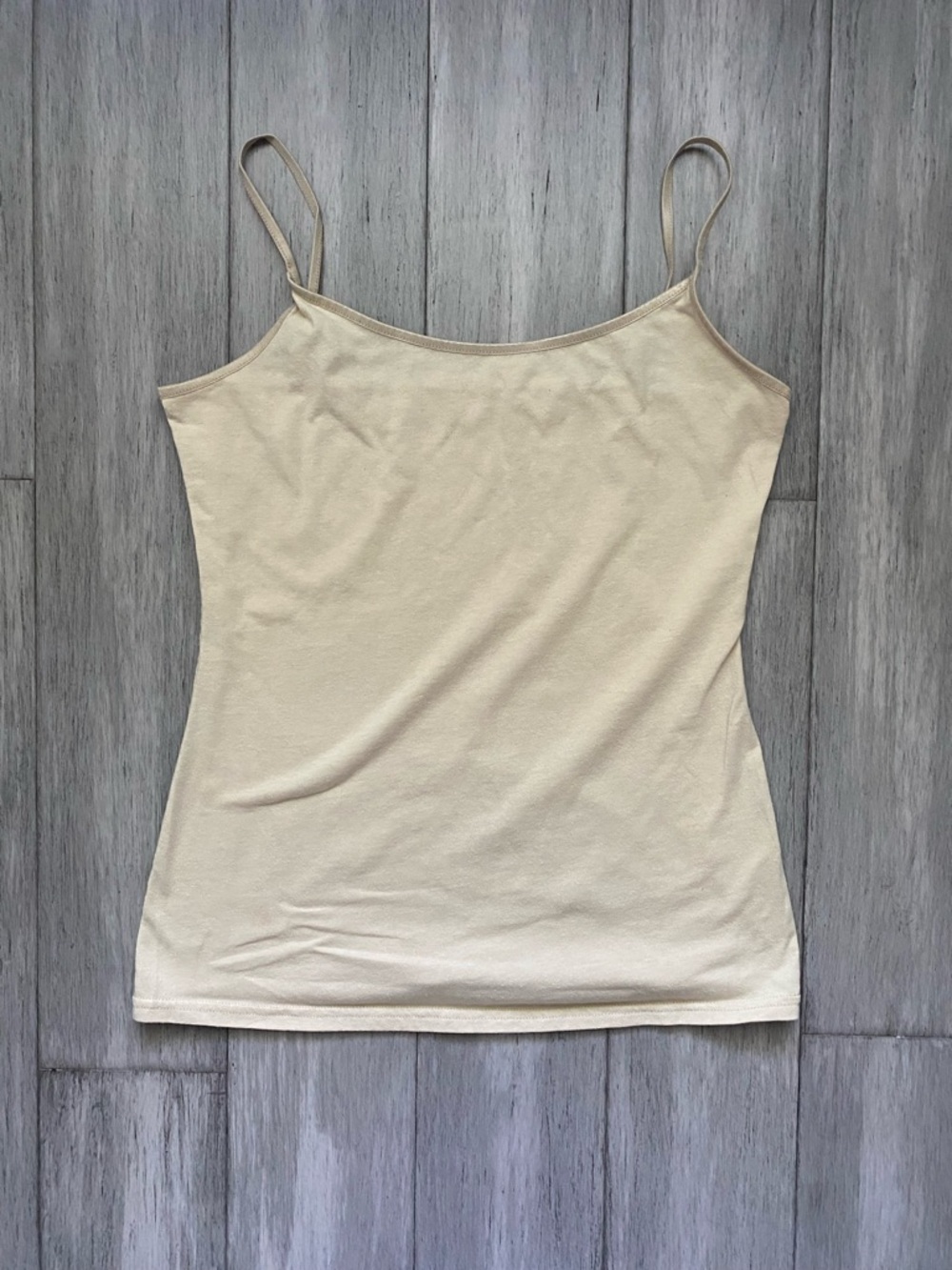 Womens Classic Basic Tan Spaghetti Strap Tank Top L